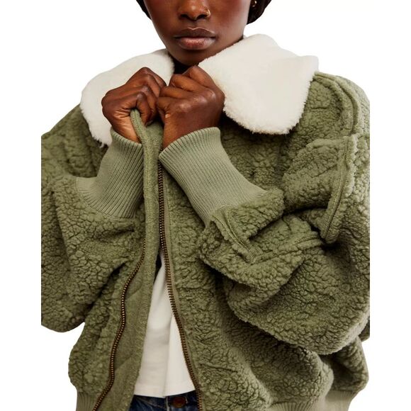 Free People Women's Jacket Sz L Cozy Up Sherpa Coat - Picture 4 of 8